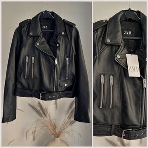 Zara GENUINE Leather Jacket New NWT